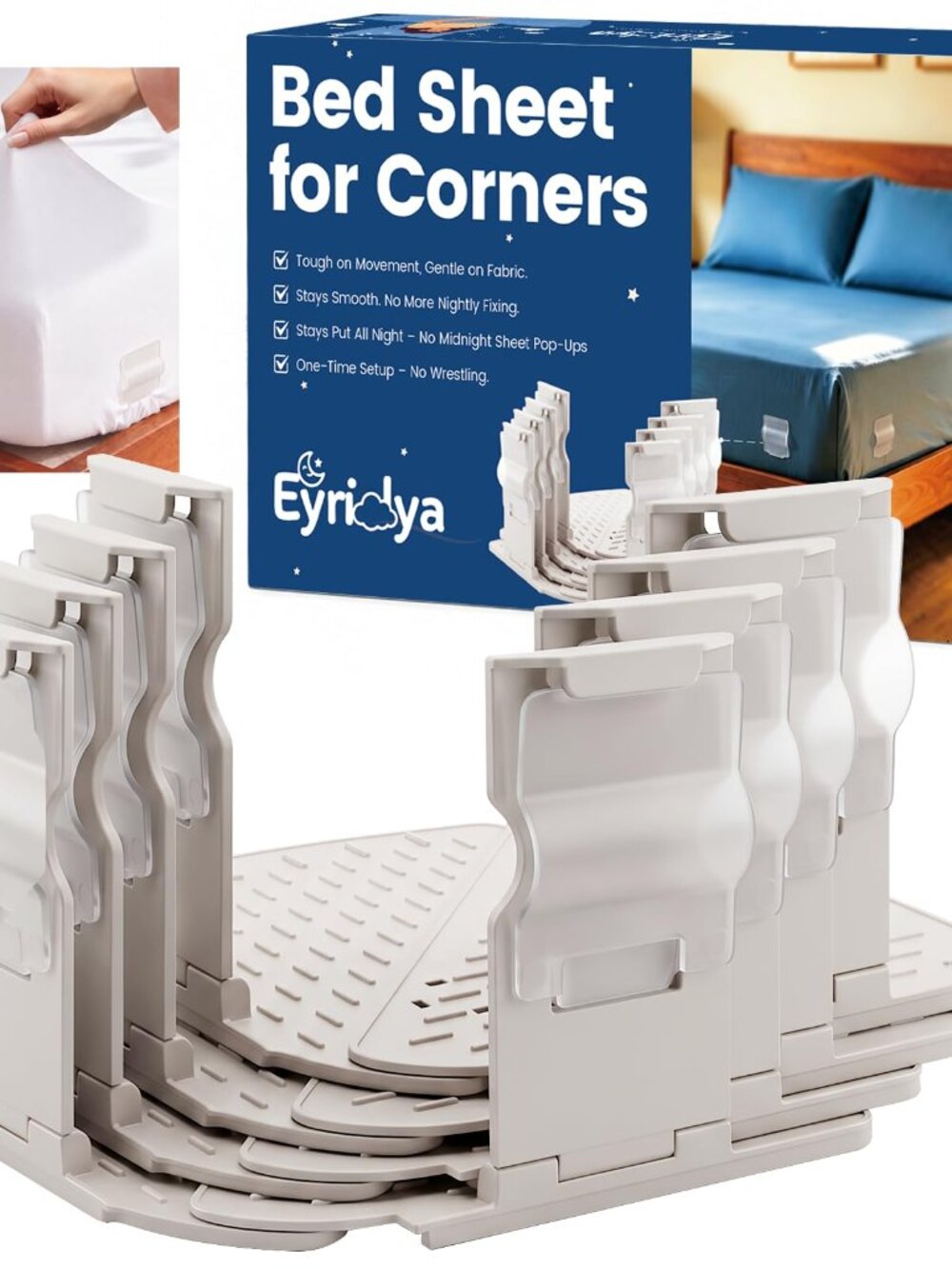 NEW Sheet Holders 4 Pack Bed for Corners Fasteners Keeping Sheets from Slipping